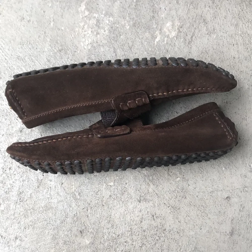 Louis Vuitton suede slip ons